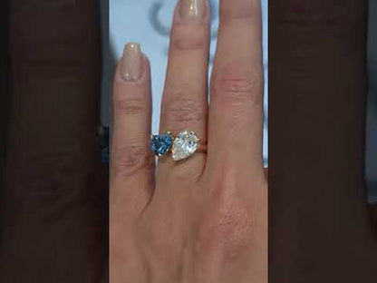 Bague de fiançailles en diamant Moissanite Toi Moi en forme de poire 3 carats