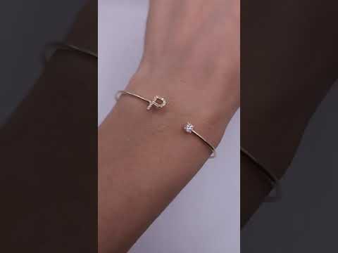 14Kt Open Style Custom letter Moissanite Gold Bracelet