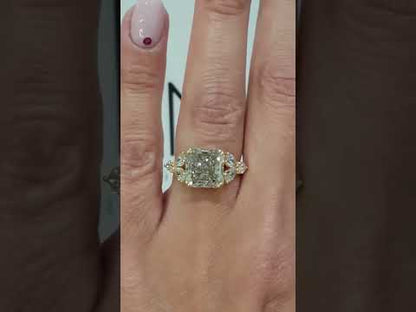 Bague de fiançailles avec accent marquise et diamant cultivé en laboratoire Asscher de 1,00 ct