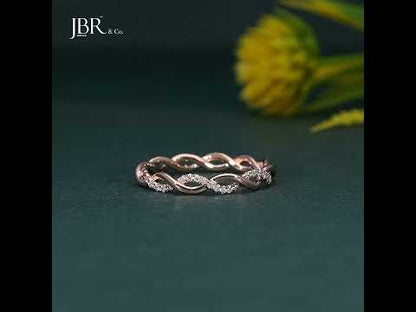 Twist Full Eternity Band Rose Gold Infinity Matching Stacking Wedding Band For Women