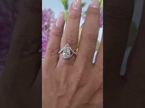 2Ct Pear Shaped Split Shank Moissanite Diamond Engagement Ring