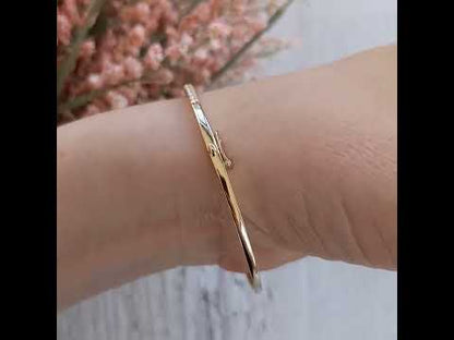 14k Solid Gold Lab Grown Diamond Tennis Bangle Bracelet