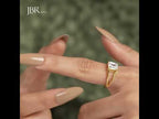 Split Band Emerald Cut Moissanite Diamond Solitaire Ring