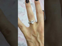 1.00Ct Oval Lab Grown Diamond Engagement Ring With Matching Open Stack Band Set