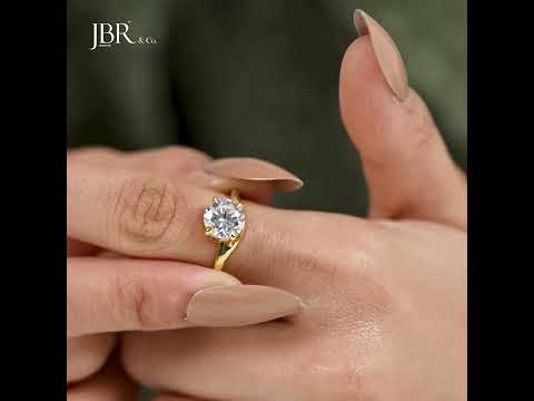 Curved Round Cut Moissanite Solitaire Ring