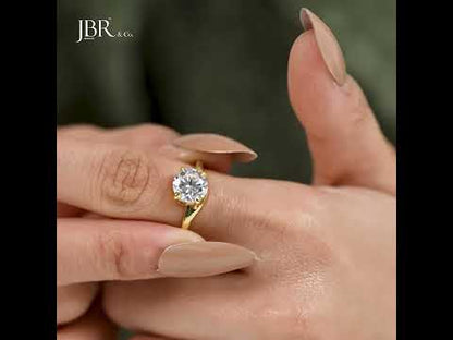 Bague solitaire moissanite incurvée et ronde