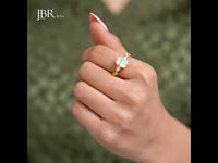 Floral Three Stone Radiant Cut Moissanite Diamond Engagement Ring