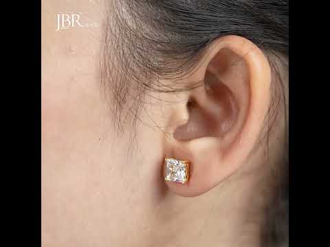Princess Cut Lab Grown Diamond Screw Back Earring