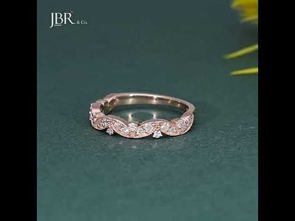 Round Cut Lab Grown-CVD Diamond Floral Vintage Wedding Band Ring