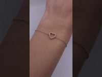 Bracelet cœur délicat en or 14 carats 