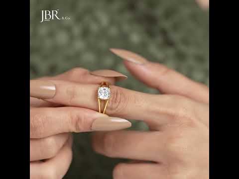 Split Band Cushion Cut Moissanite Diamond Solitaire Ring