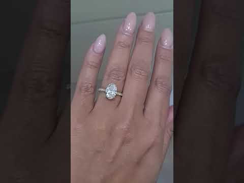 2Ct Classic Under Halo Oval Shape Moissanite Diamond Engagement Wedding Ring