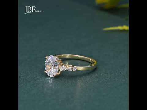 14K Rose Gold Oval Lab Grown Wedding Engagement Ring Set