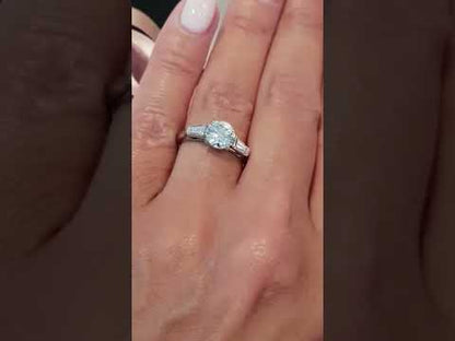 2Ct Round Diamond Side Baguette Lab Grown Engagement Ring