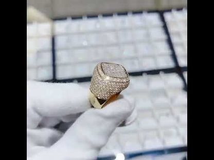 Princess and Round Pave Set Gold Ice out Champion Ring