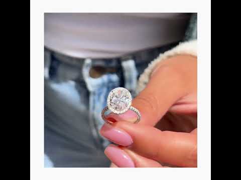 14k White Gold 4.85 Ct Oval Cut Lab Grown Diamond Halo Proposal Engagement Ring Video