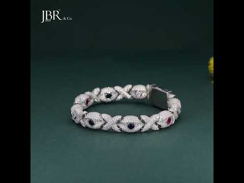 Evil Eye Full Iced Moissanite Diamonds Multicolor Stone Infinity Bracelet