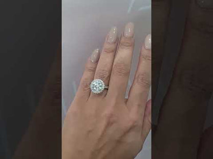 Bague de fiançailles en moissanite à halo complet, coupe ronde classique 3CT