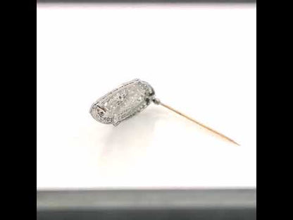 2,50 ct Antike Art Deco Moissanit Diamant &amp; 14 Karat Weißgold Anstecknadel