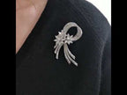 Antique Vintage Moissanite Diamond Women's Wedding  Spray Pin Art Deco Brooch