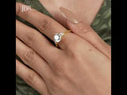 Three Stone Pear Cut Lab Gown Diamond Ring With Pear Side Stone