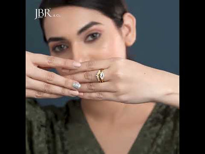 Bague de mariage en diamant taille marquise cultivée en laboratoire avec bande incurvée