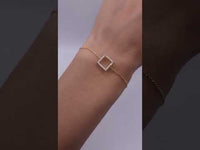 14k Solid Gold Open Square Dainty Bracelet