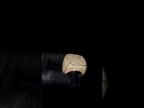 24K Gold Plated Iced Out Hip Hop Diamond VVS Moissanite Stones Big Ring For Gift