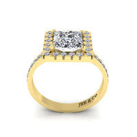 Princess Cut Diamond Halo French Stud Silver Ring - JBR Jeweler