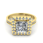 Princess Cut Diamond Halo French Stud Silver Ring - JBR Jeweler