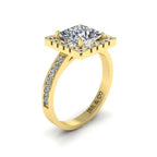Princess Cut Diamond Halo French Stud Silver Ring - JBR Jeweler