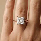 Solid 14K Gold Princess Moissanite Ring for Her