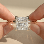 14K Solid Gold Princess Cut Moissanite Engagement Ring