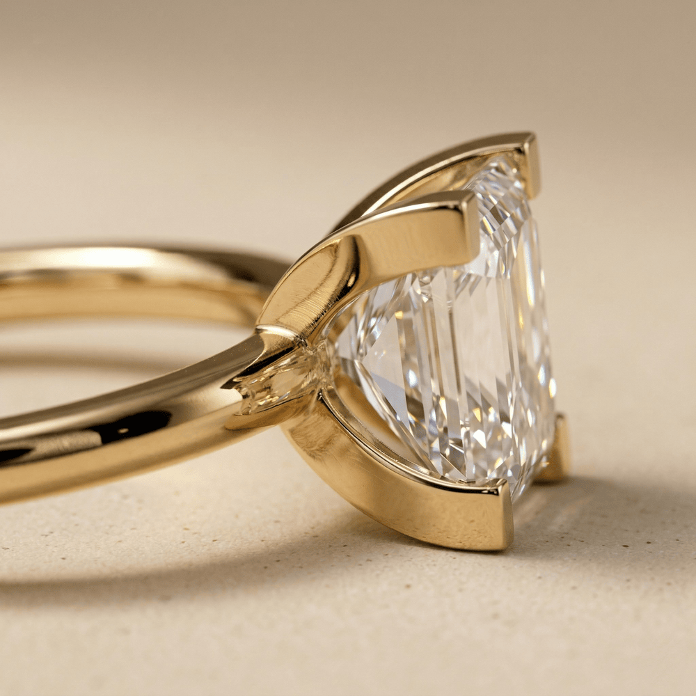 Classic Princess Cut Moissanite Solitaire Ring in Solid Gold