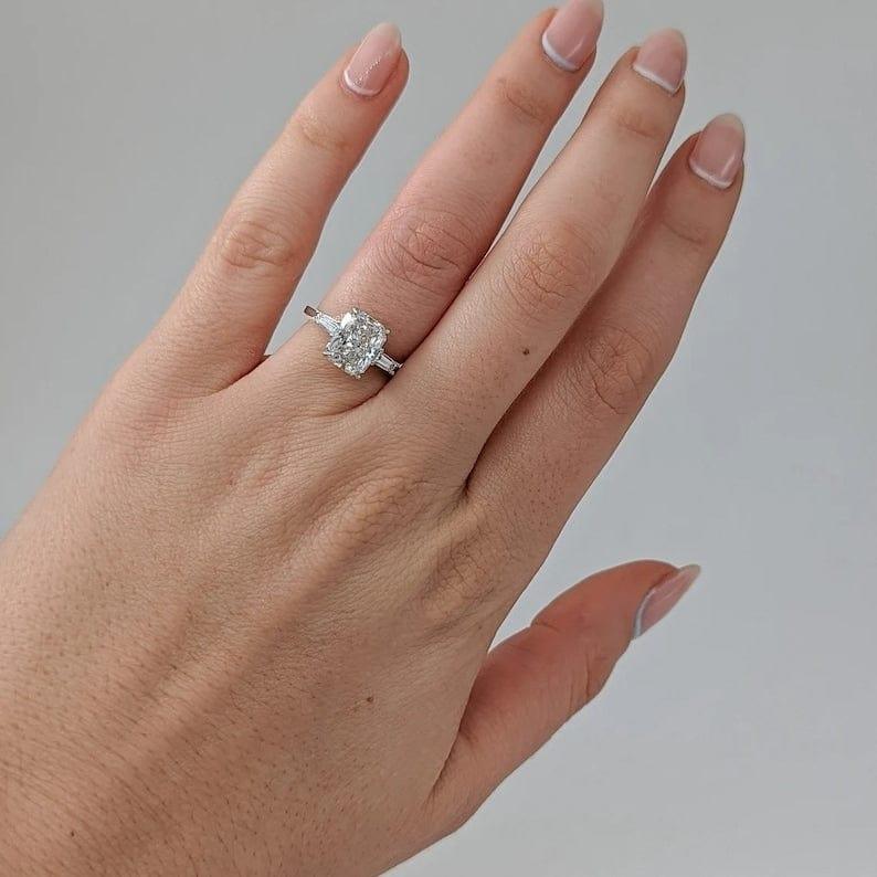 Three Stone Baguette Diamond Engagement Ring