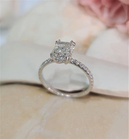 Radiant Cut Lab-Grown Diamond Double Prong Halo Engagement Ring - JBR Jeweler