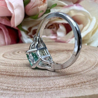 JBR Jeweler Gemstone Engagement Ring Radiant Cut Paraiba Tourmaline & Moissanite Engagement Ring