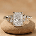 Radiant moissanite engagement ring in 14K gold