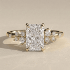 14KT gold radiant cut moissanite cluster engagement ring