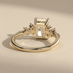 Luxury radiant moissanite ring in gold setting