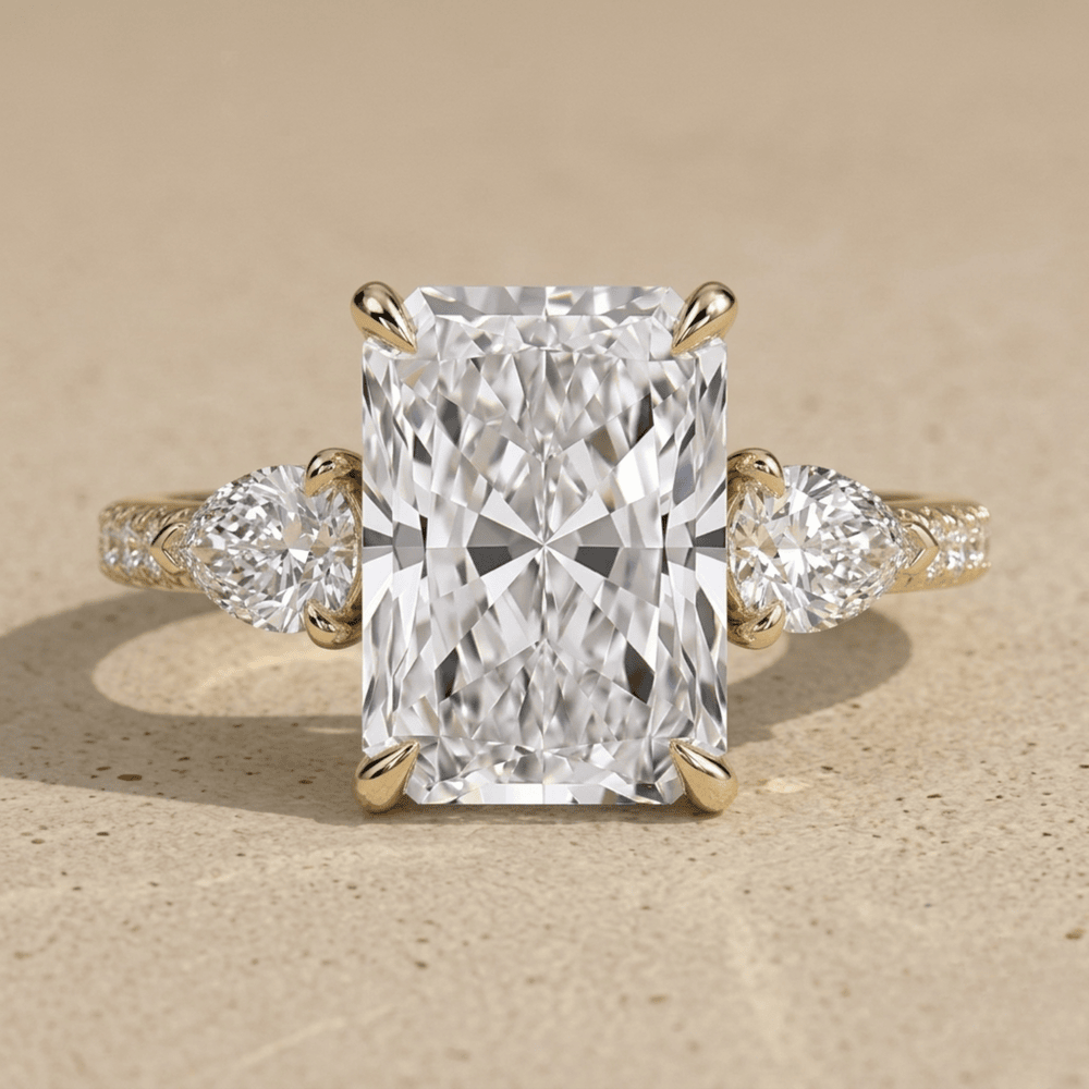 Elegant radiant cut moissanite wedding band ring