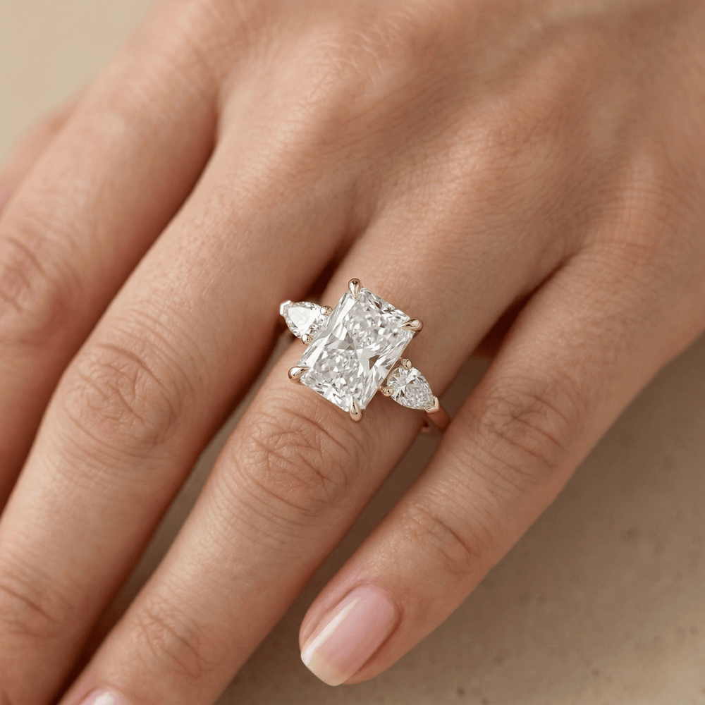 Three Stone Radiant Cut Engagement Ring for Proposal