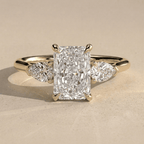Three Stone Radiant Moissanite Bridal Ring