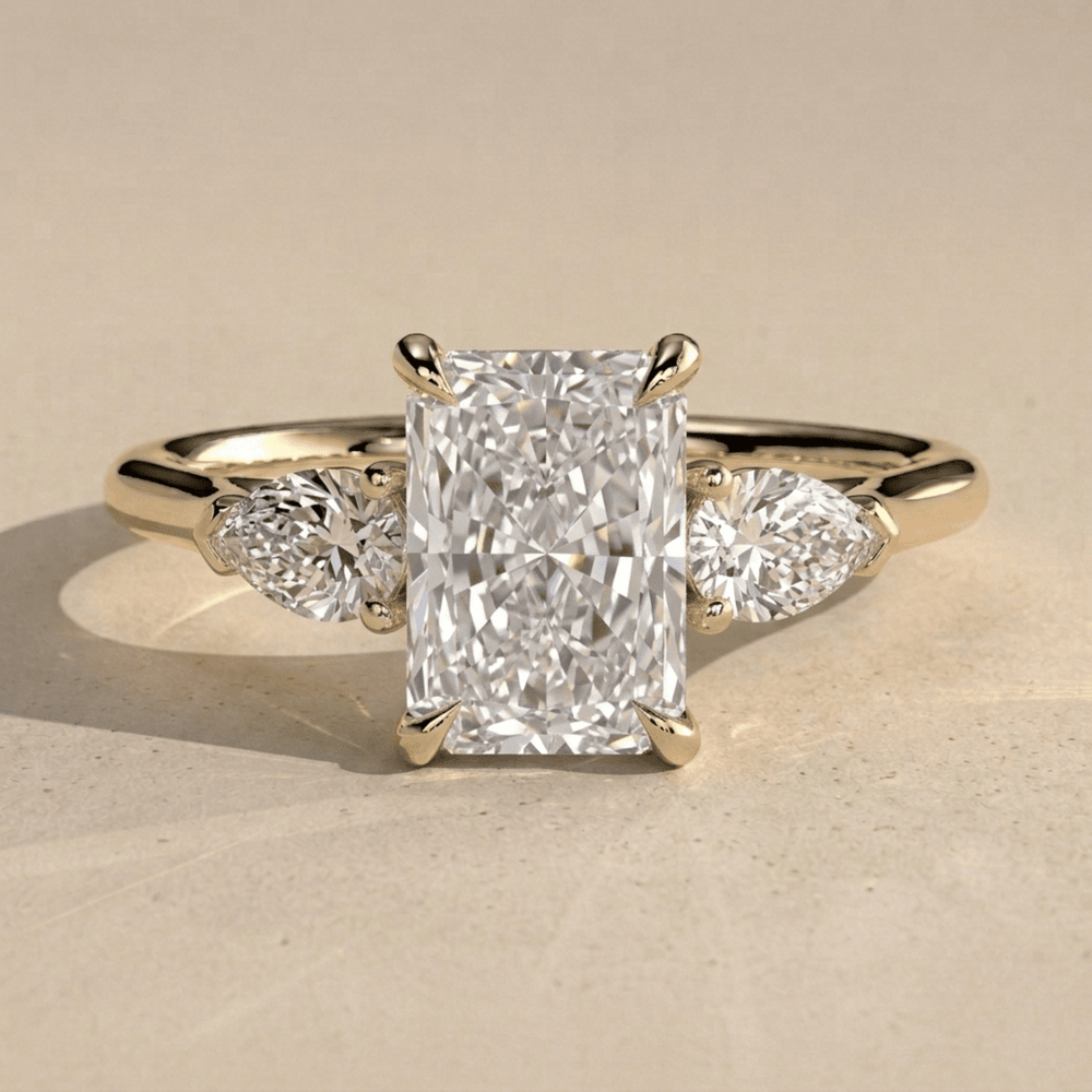Three Stone Radiant Moissanite Bridal Ring