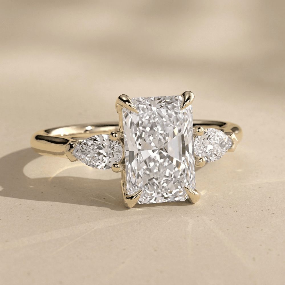 Radiant Moissanite Three Stone Wedding Ring