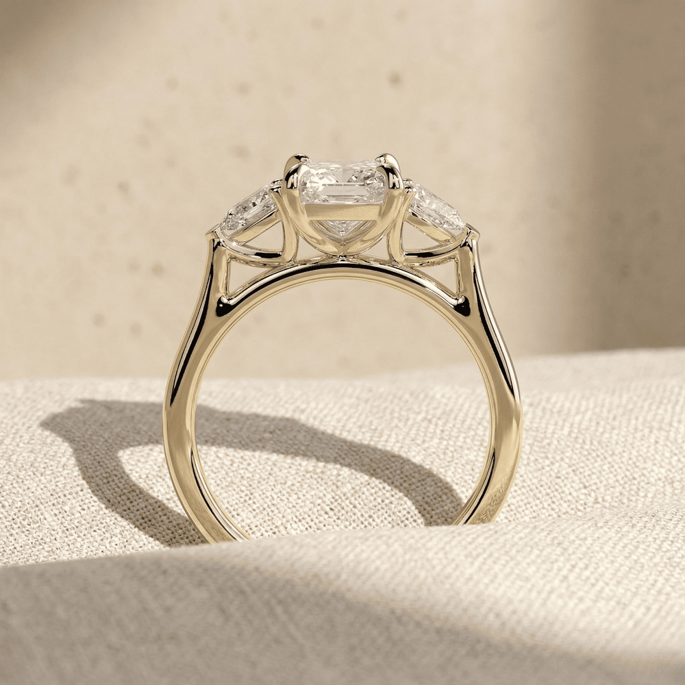 Radiant Cut Moissanite Cathedral Setting Engagement Ring