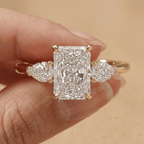 Radiant Moissanite Wedding Ring with Elegant Cathedral Setting