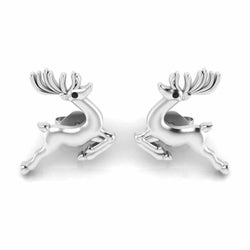 Reindeer Christmas Sterling Silver Stud Earrings - JBR Jeweler