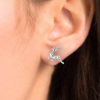 JBR Jeweler Silver Earring Reindeer Christmas Sterling Silver Stud Earrings