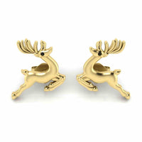 JBR Jeweler Silver Earring 0 / Silver Yellow Gold Plated Reindeer Christmas Sterling Silver Stud Earrings